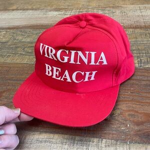 Vintage 90s Streetwear Virginia Beach Script Spell Out Trucker Hat Snapback Blue